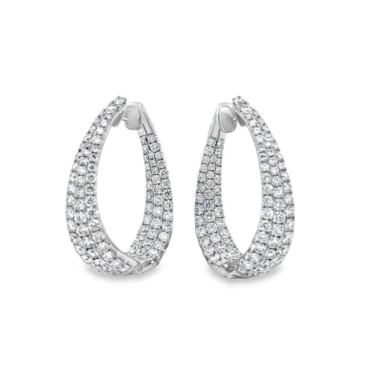 4.80 CTW Diamond Pavé Inside-Out 14K White Gold Hoop Earrings