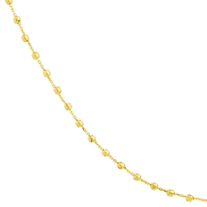 14K Yellow Gold Cable Chain Diamond Cut Bead Stations, 18"