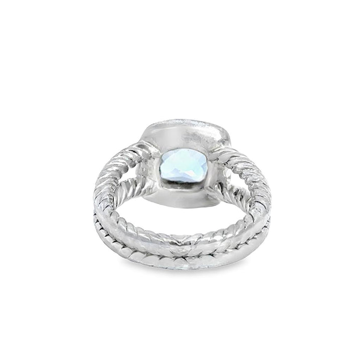David Yurman 0.20 CTW Diamond & Light Blue Topaz Sterling Silver Ring – Size 5