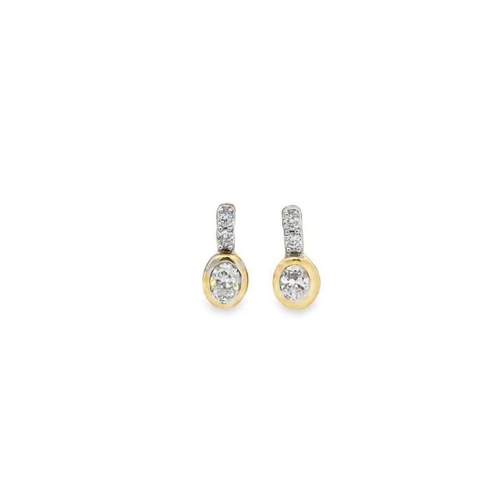 .22 CTW Diamond Oval Bezel Set Fancy Stud Earrings 14K Yellow Gold