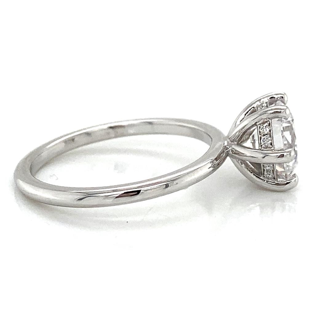 Hidden Halo Engagement Semi-Mount Diamond 18K White Gold Engagement Ring