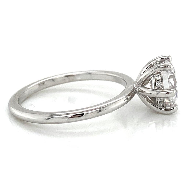 Hidden Halo Engagement Semi-Mount Diamond 18K White Gold Engagement Ring
