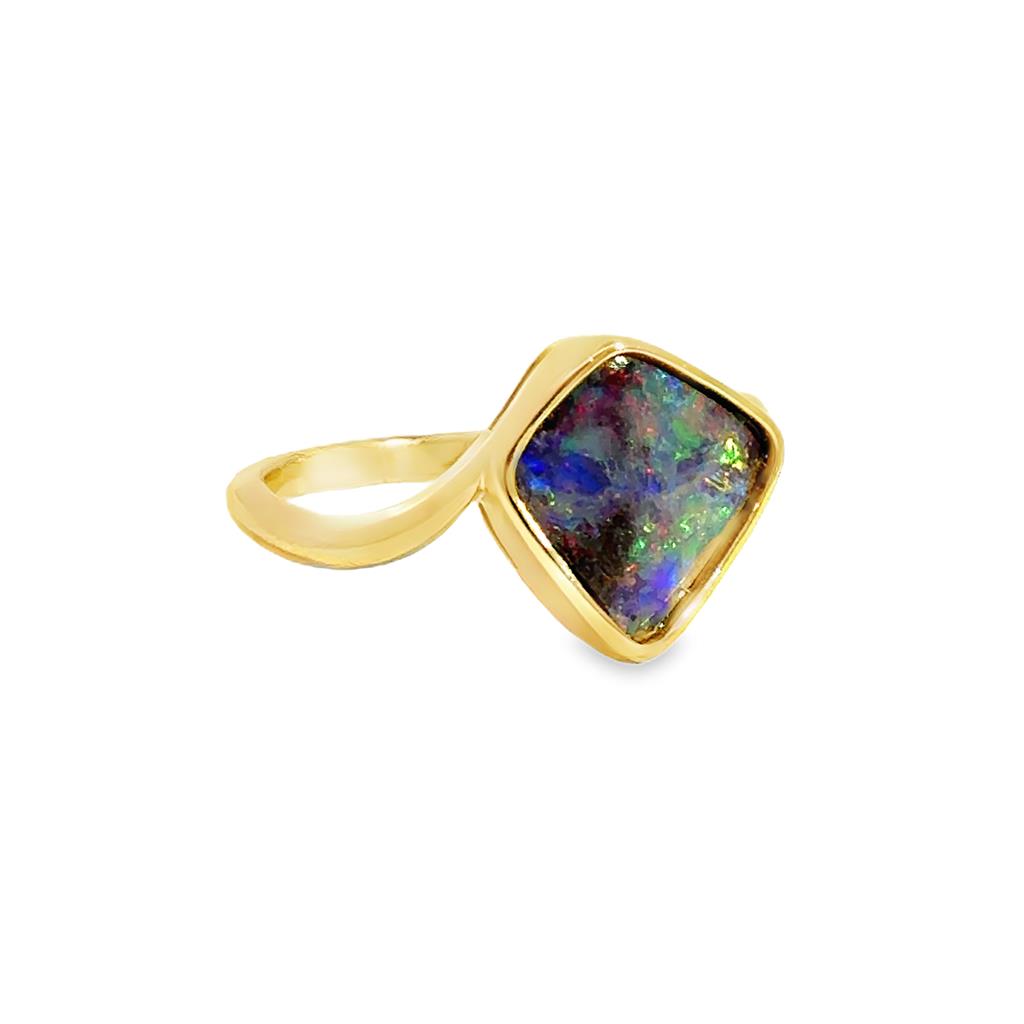 2.46CT Boulder Opal Ring in 14K Yellow Gold