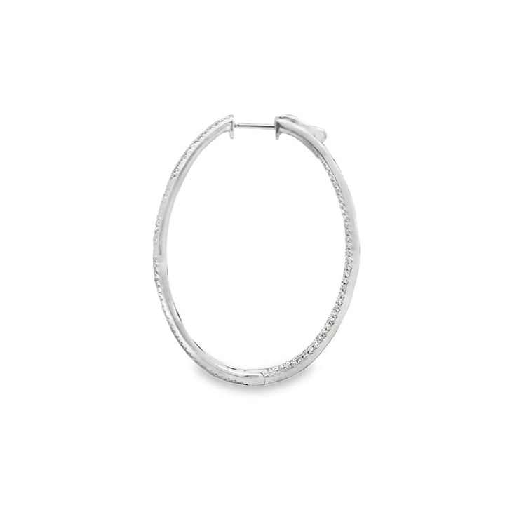 1.43 CTW Inside-Out Oval Diamond Hoop Earrings in 18K White Gold