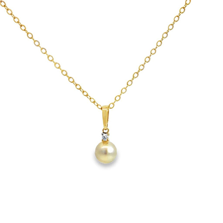 Pearl & 0.03 CT Diamond Pendant Necklace – 16"