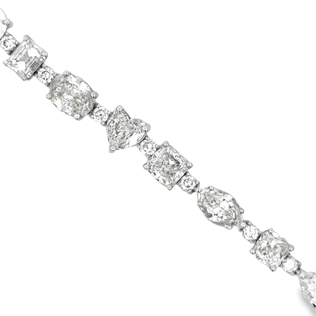 19.45 CTW Diamond Multi-Shape 18K White Gold Bracelet