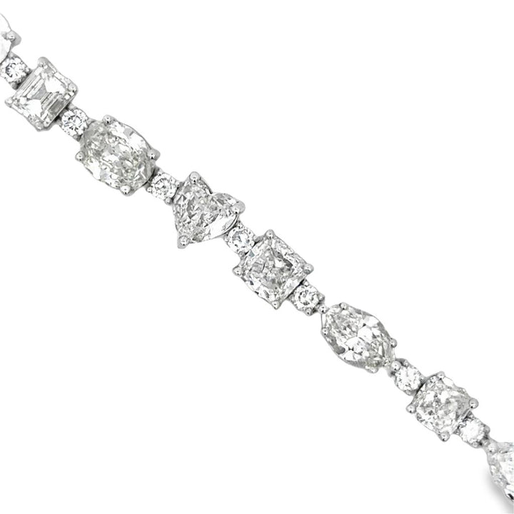 19.45 CTW Diamond Multi-Shape 18K White Gold Bracelet