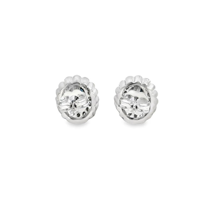 14K White Gold Sapphire & Diamond Halo Earrings – .32CTW