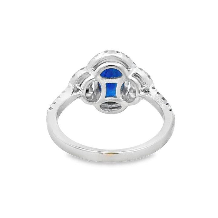 2.04 CT Oval Sapphire & 0.64 CTW Round Diamond 14K White Gold Ring