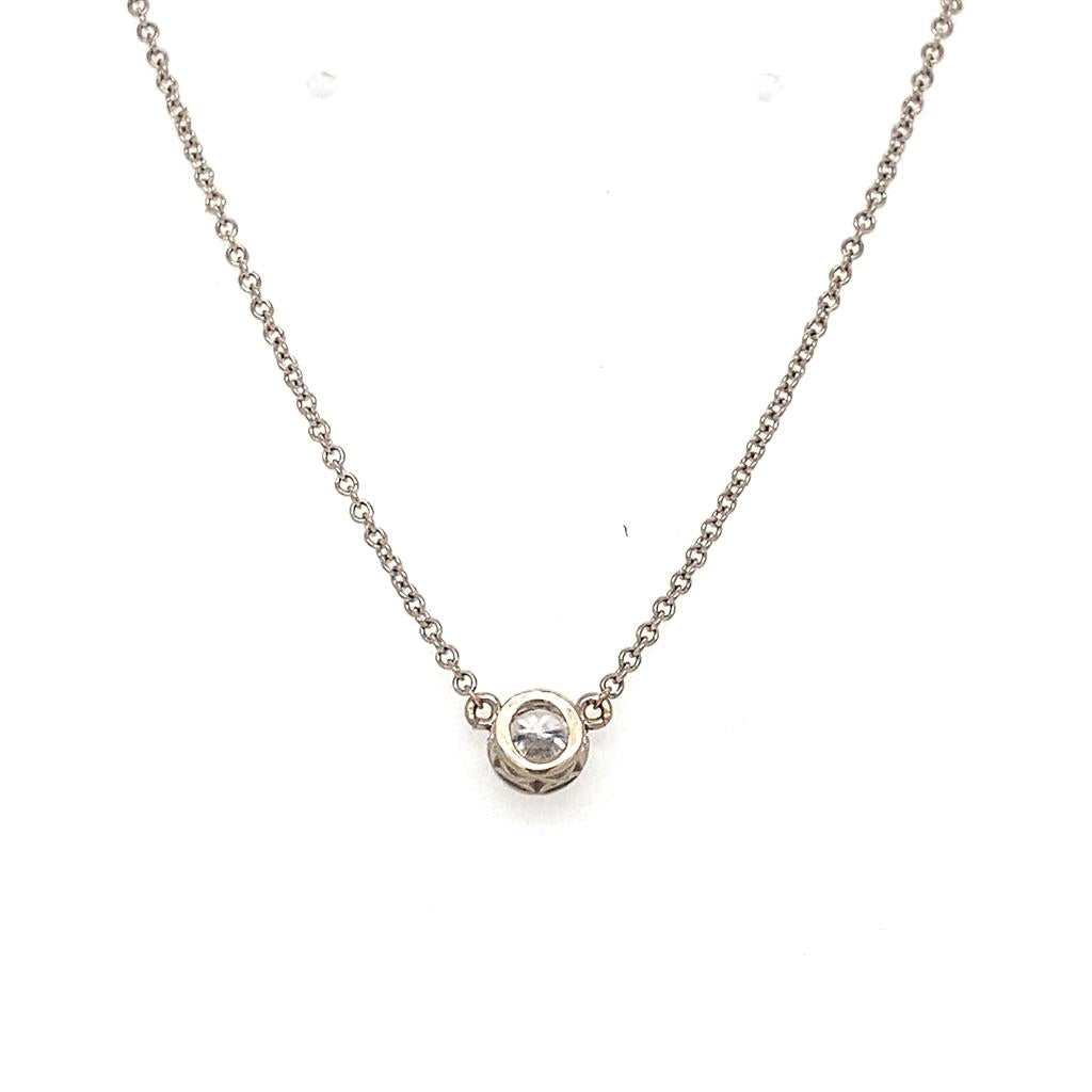 0.33 CT Round Solitaire Diamond 14K White Gold Necklace