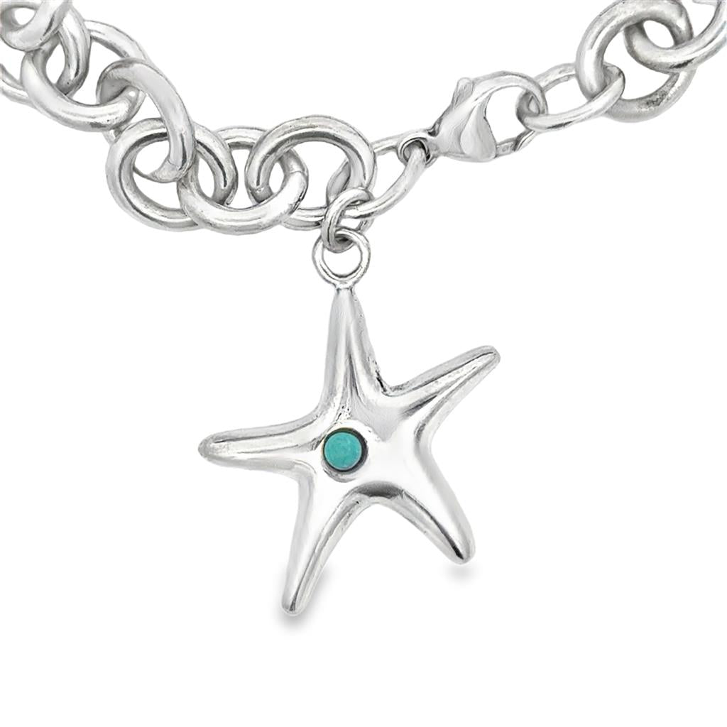 Tiffany & Co. Starfish Link Bracelet in Sterling Silver with Turquoise Accent