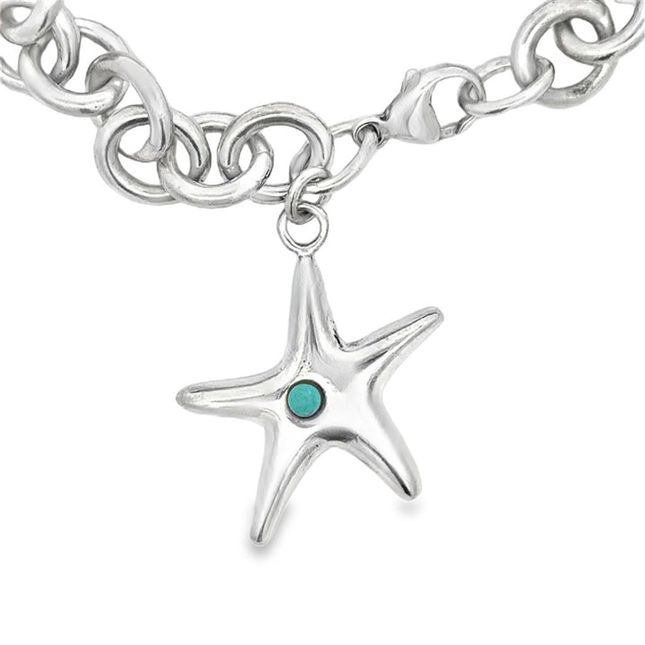 Tiffany & Co. Starfish Link Bracelet in Sterling Silver with Turquoise Accent