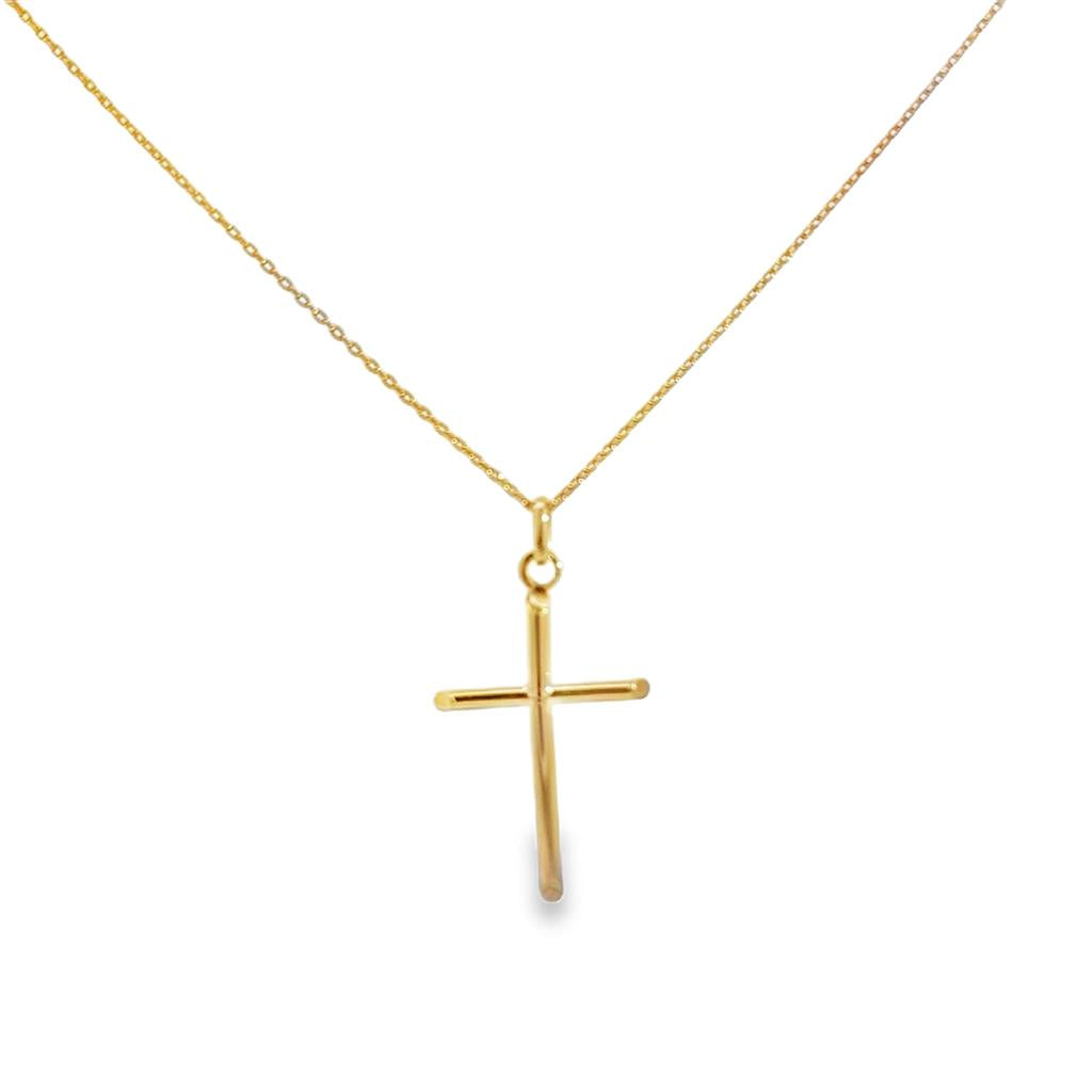 18K Yellow Gold Cross Pendant Necklace – 19” Chain