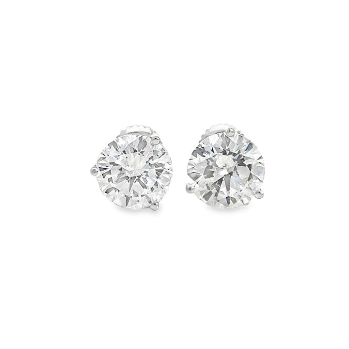 5.01 CTW Round Diamond Martini Stud Earrings – F Color SI1, EGL Certified, 3-Prong Screw Back, New