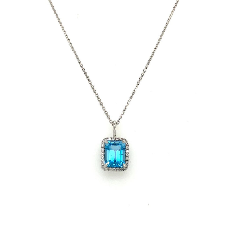 1.25ct Blue Topaz Diamond Pendant Necklace