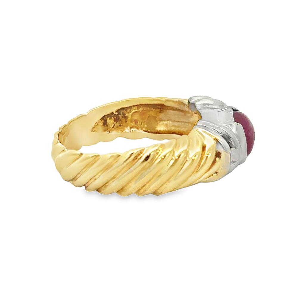 14K Two-Tone Gold 7.5mm Ruby Ring
