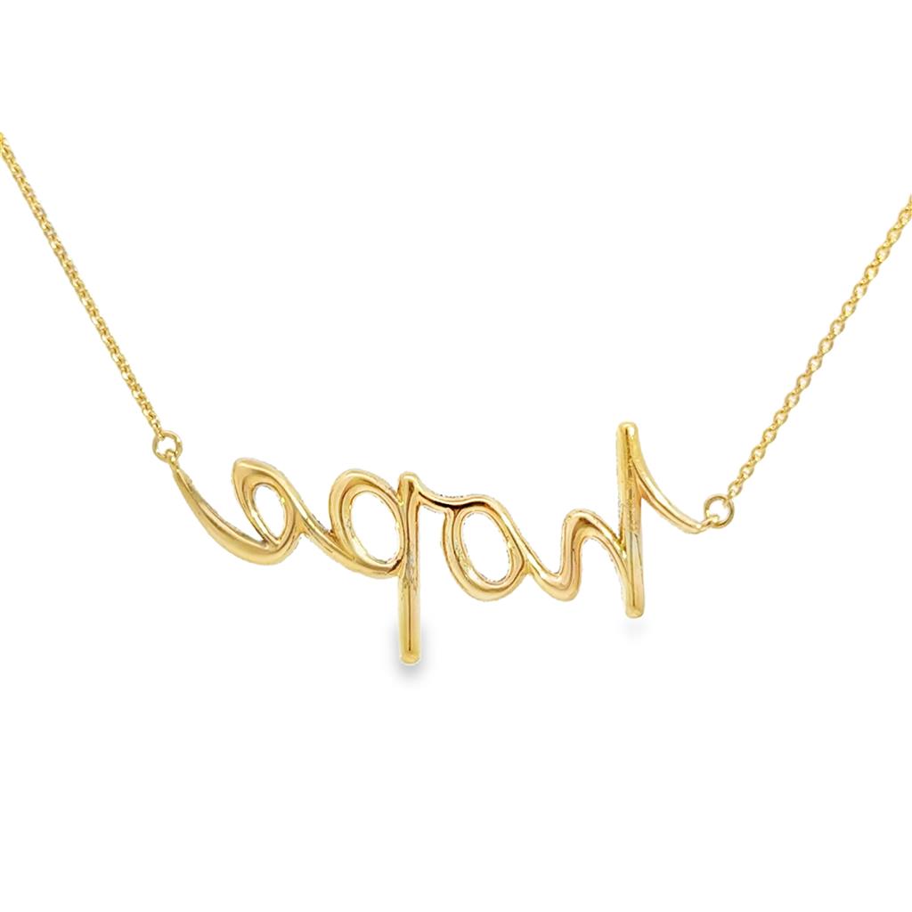 Diamond “Hope” Script Necklace – 18K Yellow Gold