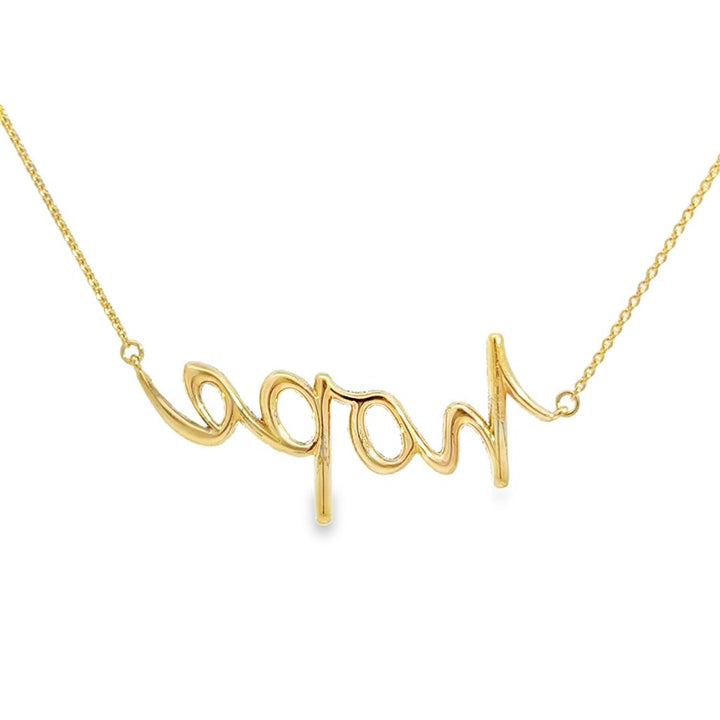 Diamond “Hope” Script Necklace – 18K Yellow Gold