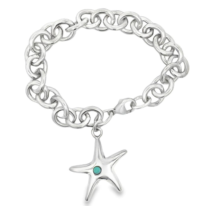 Tiffany & Co. Starfish Link Bracelet in Sterling Silver with Turquoise Accent
