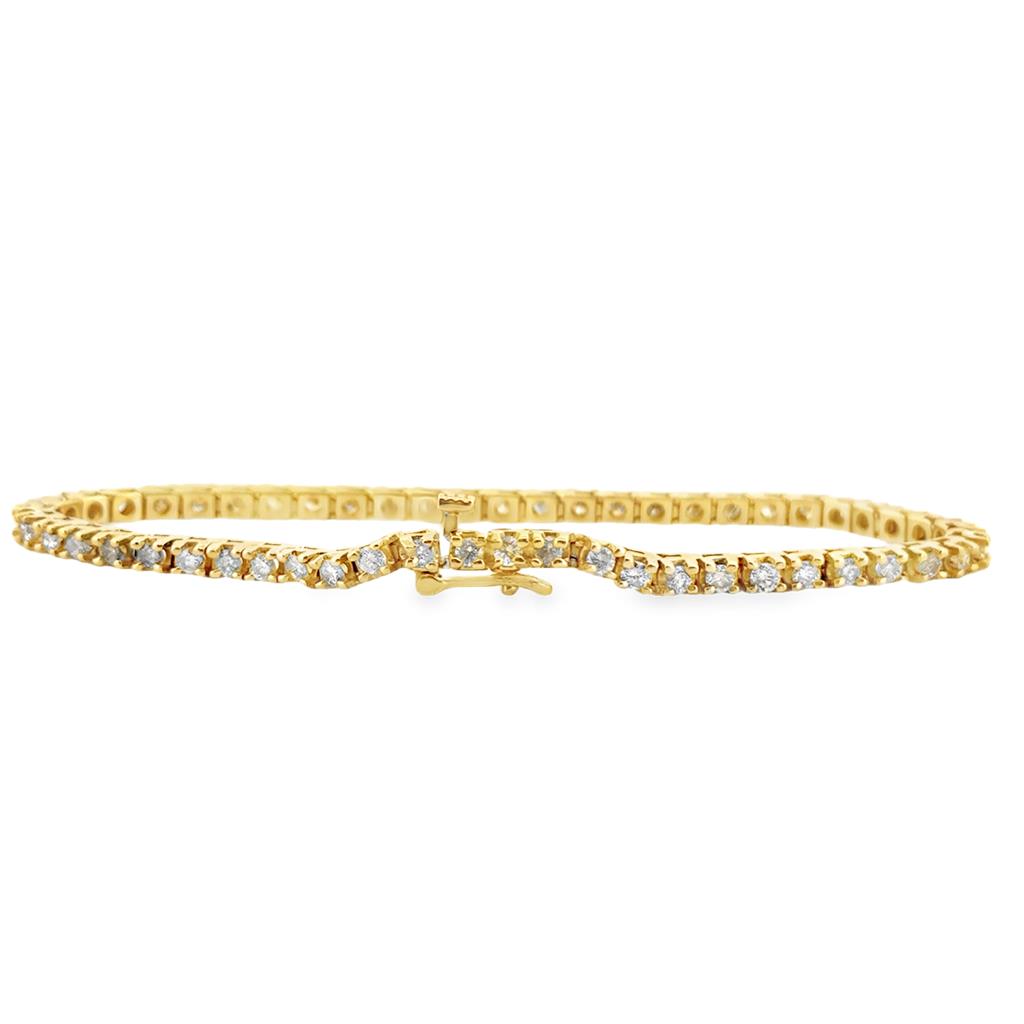 2.50 CTW Round Diamond Tennis Bracelet in 14K Yellow Gold, 7" Long