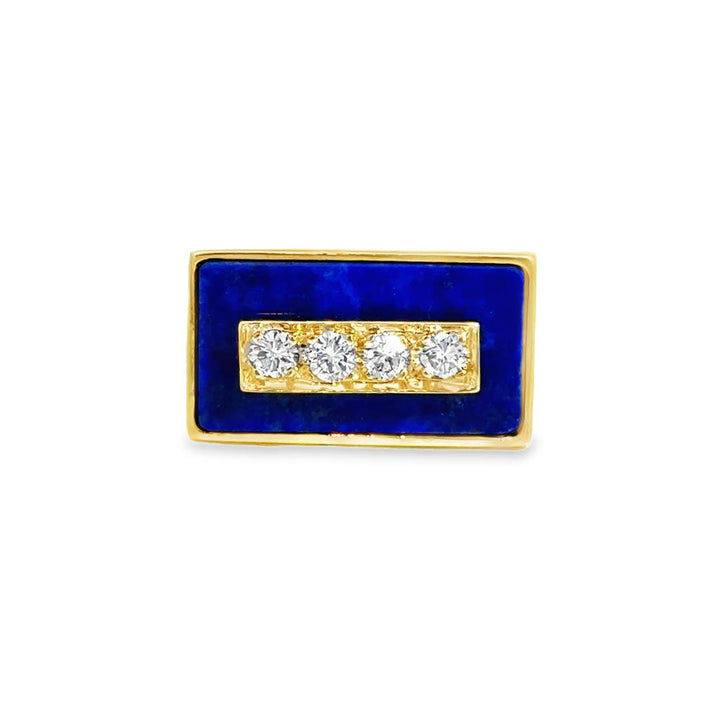 0.32 CTW Diamond & Lapis 14K Yellow Gold Men’s Square Ring