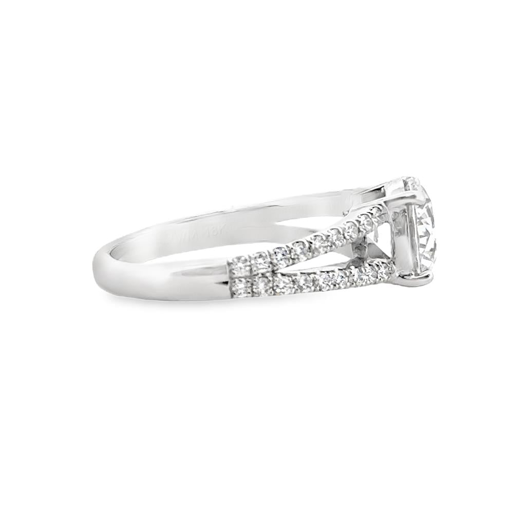 Split Shank Pavé Engagement Semi-Mount Ring in 18K White Gold