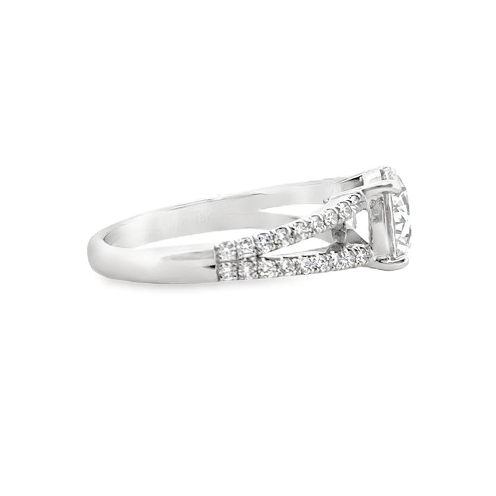 Split Shank Pavé Engagement Semi-Mount Ring in 18K White Gold