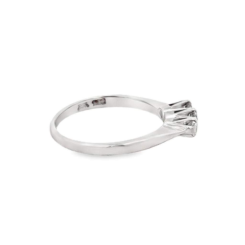 0.18 CTW Diamond Three-Stone Ring 14K White Gold, 2mm Band