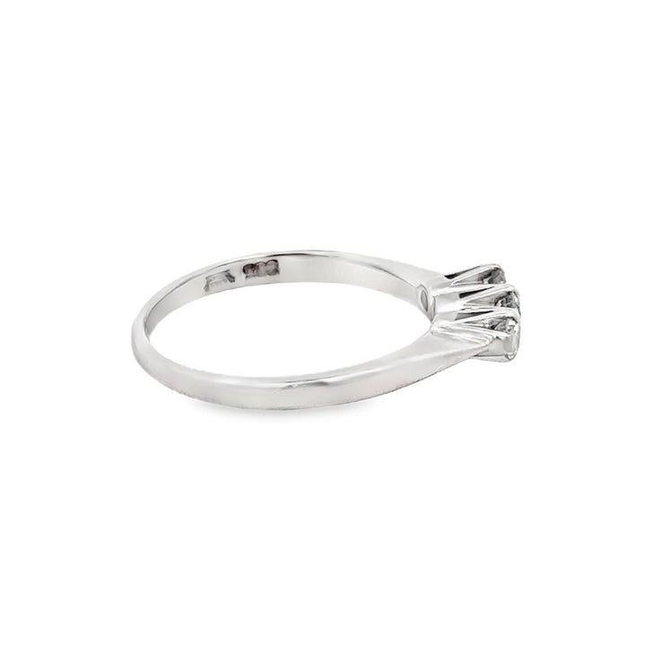 0.18 CTW Diamond Three-Stone Ring 14K White Gold, 2mm Band