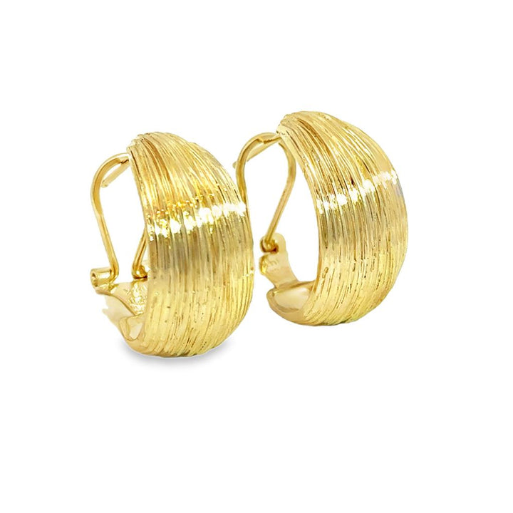 14K Yellow Gold Textured Hoop Earrings with Leverbacks – 20mm