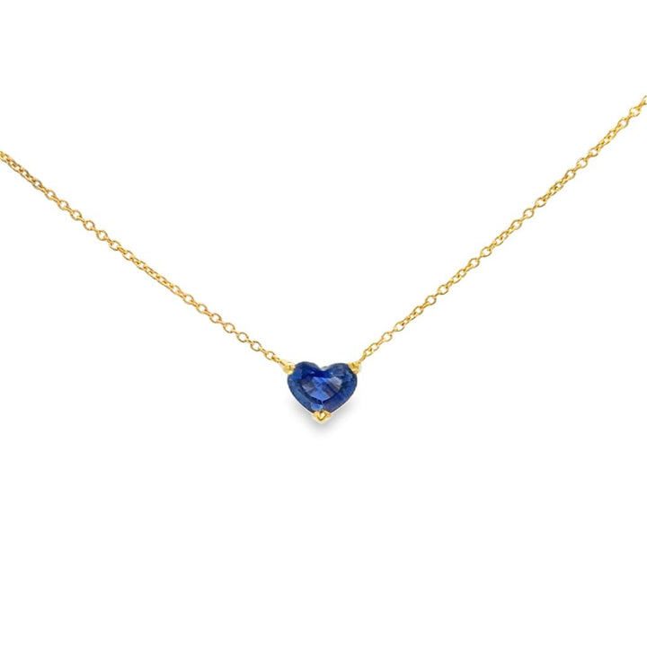 14K Yellow Gold Heart Sapphire Necklace – 16"