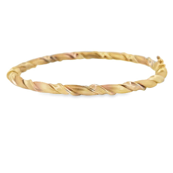 Italian Twisted Bangle Bracelet in 14K Yellow Gold – 4mm Wide