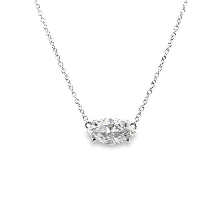 1.56 CT White Gold 18K Necklace with Marquise K/L I1 Diamond