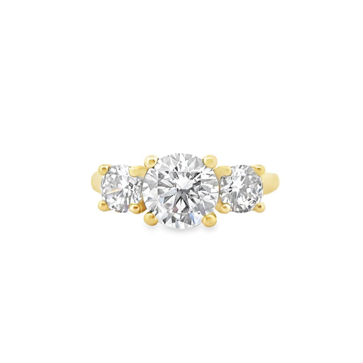 Three Stone Engagement Semi-Mount Ring in 18K Yellow Gold