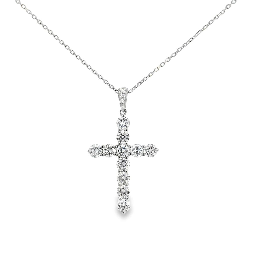 1.43 CTW Diamond 18K White Gold Cross Pendant Necklace