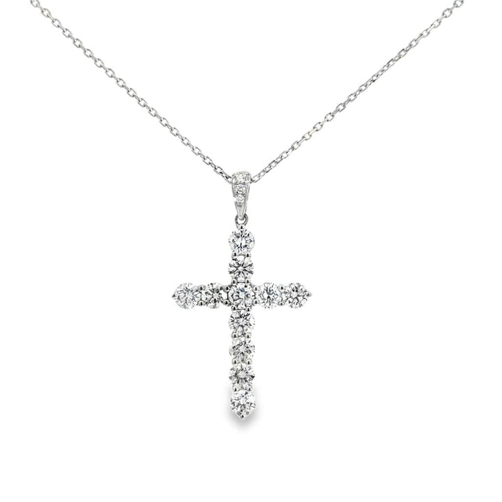 1.43 CTW Diamond 18K White Gold Cross Pendant Necklace