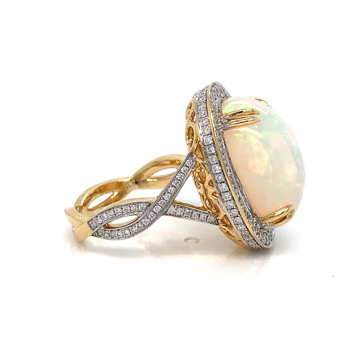 Stunning Opal Ring with Diamond Halo