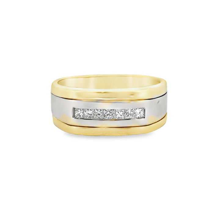 0.42 CTW Princess Cut Diamond Men's Band, 14K Two-Tone Gold