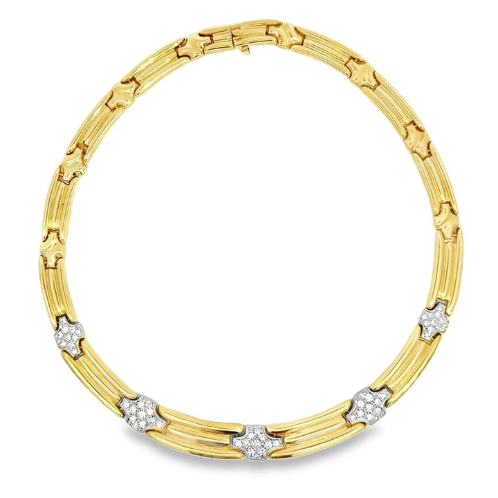 Sal Praschnik 2.09 CTW Diamond 18K Yellow Gold Collar Necklace – 11mm Wide
