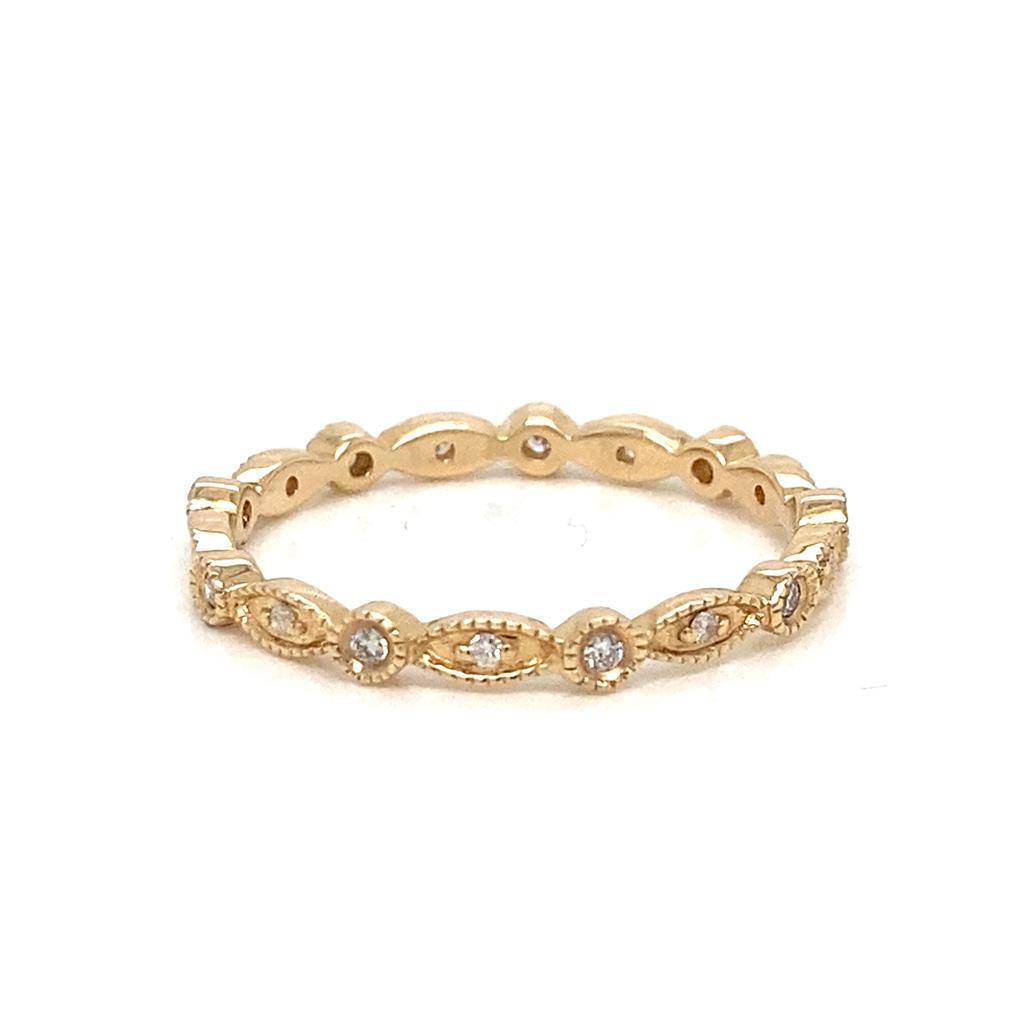 0.20 CTW Round Diamond 14K Yellow Gold Milgrain Detail Wedding Band