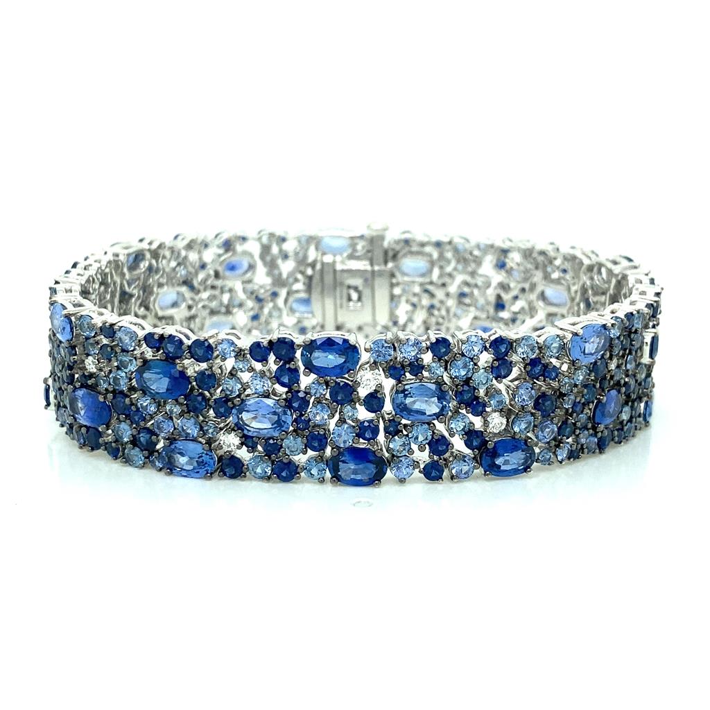 Robert Procop 26.66 CTW Blue Sapphire and Diamond 18K White Gold Bracelet
