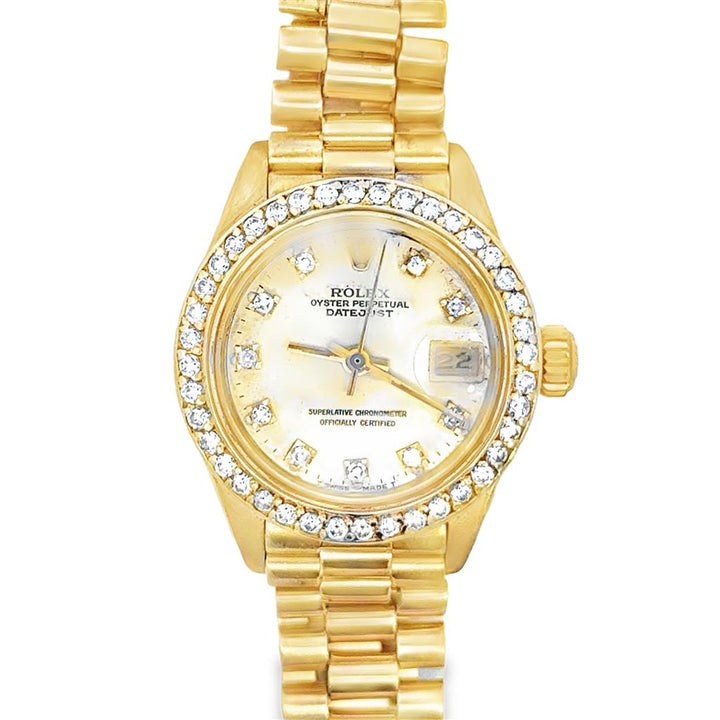 1979 Ladies Rolex President 18K Yellow Gold Model 6916 with Custom Diamond Bezel & Dial