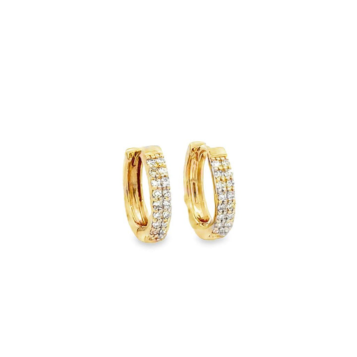 0.22 CTW Diamond 14K Yellow Gold Double-Row Mini Hoop Earrings