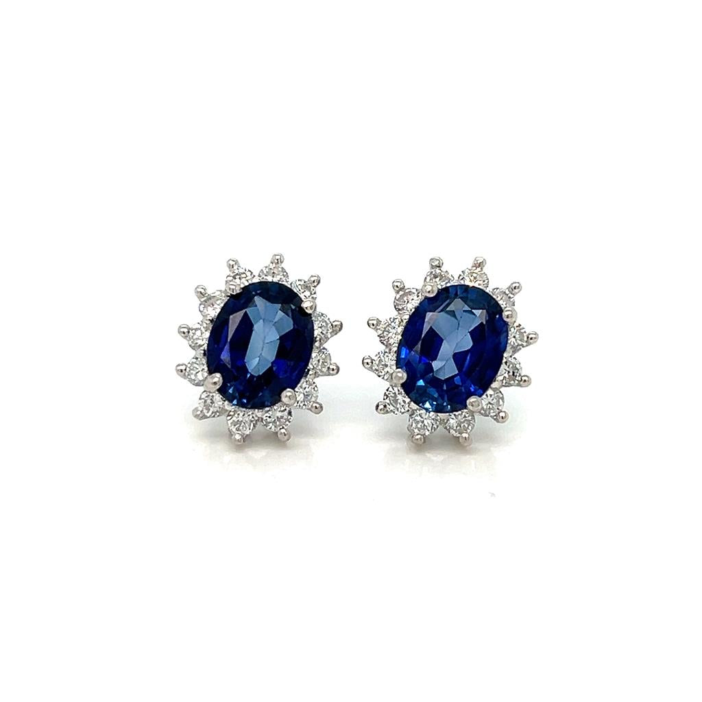 3.5ct Sapphire and Diamond Stud Earrings