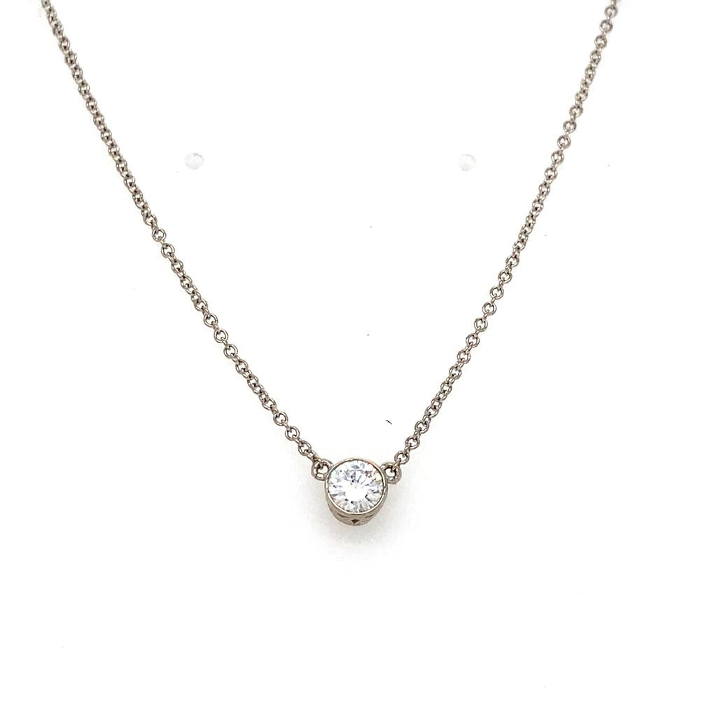 0.33 CT Round Solitaire Diamond 14K White Gold Necklace