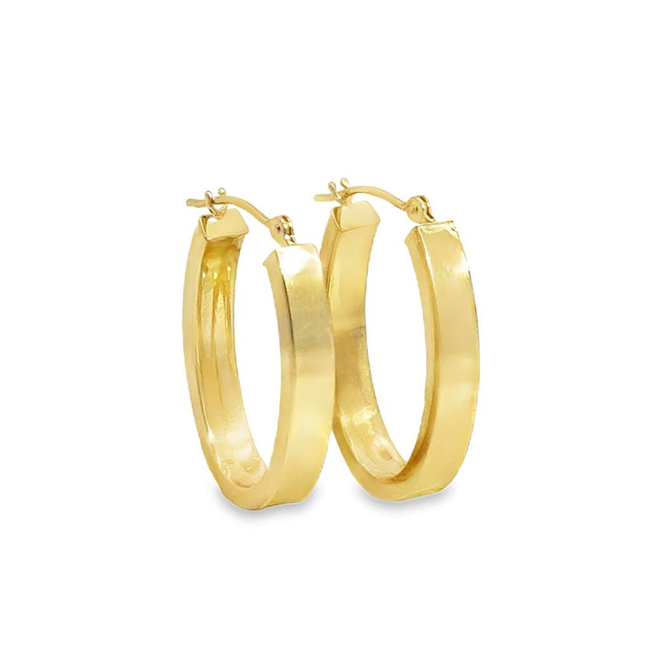 14K Yellow Gold Elongated 1" Hoop Earrings