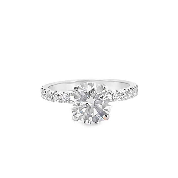 2.05 CT Round Diamond 18K White Gold Engagement Ring, VS1 G