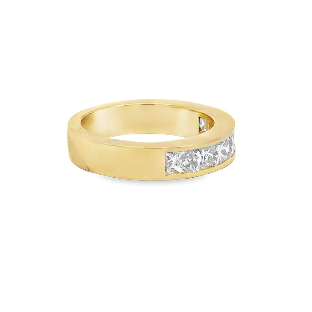 1.53 CTW Princess Cut Diamond Band – 18K Yellow Gold, 4.5mm