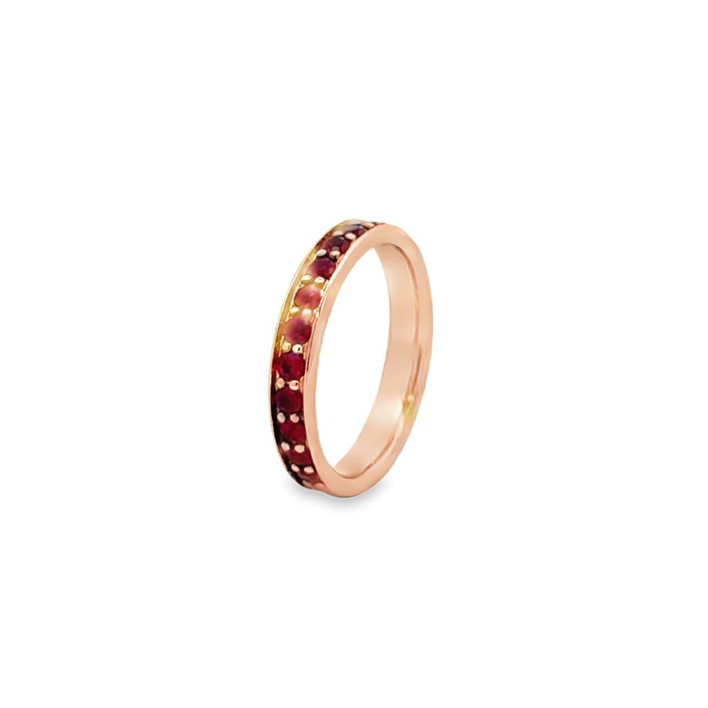 18K Rose Gold Ruby Eternity Band – 3mm