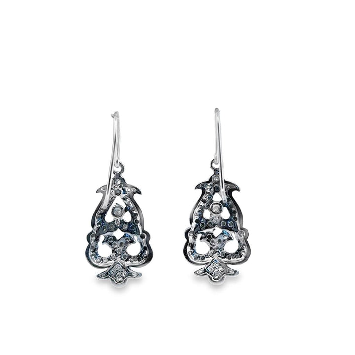 0.65 CTW Diamond Drop Earrings in 14K White Gold – 1 1/4" Length